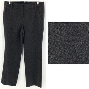 Lands End Womens Pants Wool Blend Grey Herringbone Trouser Wide Leg Sz 10